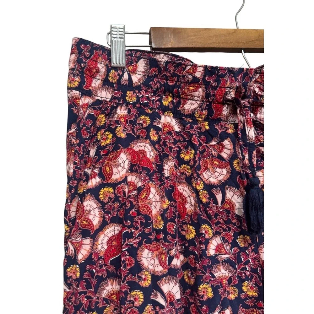 Liz Claiborne‎ Pajama Pants Womens Medium Blue Floral Rayon Excellent Drawstring